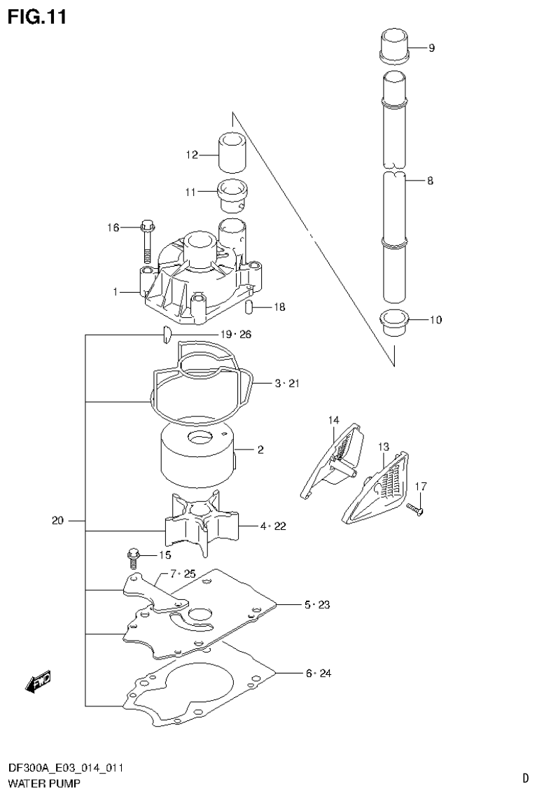 Suzuki DF250AP WATER PUMP parts diagram